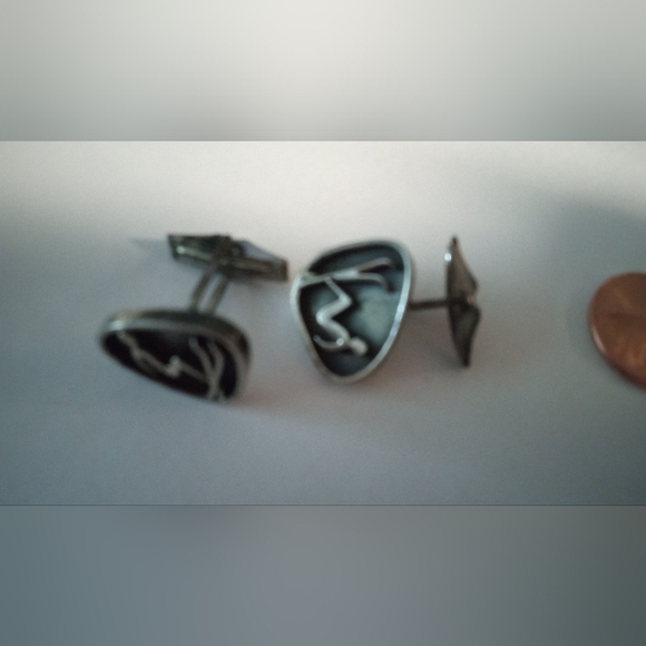 Vintage Sterling Silver Skier Cuff Links - Picture 3 of 8